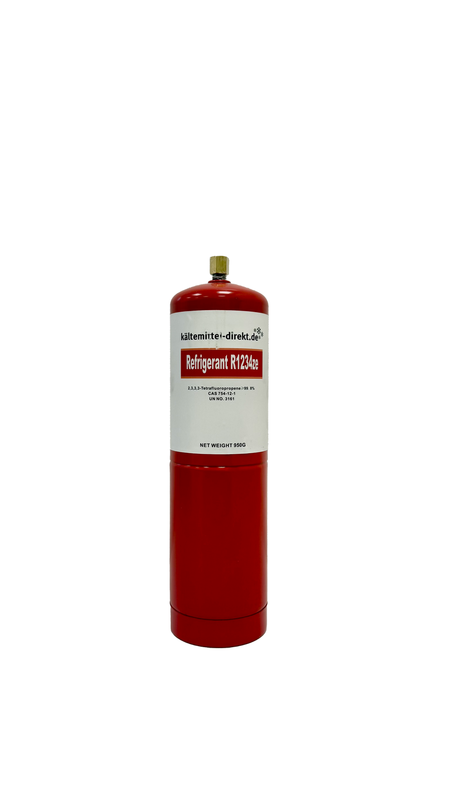 R-1234ze Kältemittel 950 g Kaufflasche Stahl – 1/4" ACME, HFO niedriges GWP, entflammbar