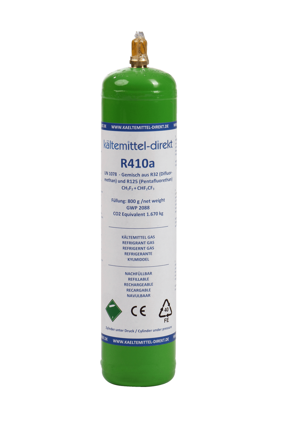 R-410A Kältemittel 800g – Einwegflasche, Nachfüllung Kältetechnik